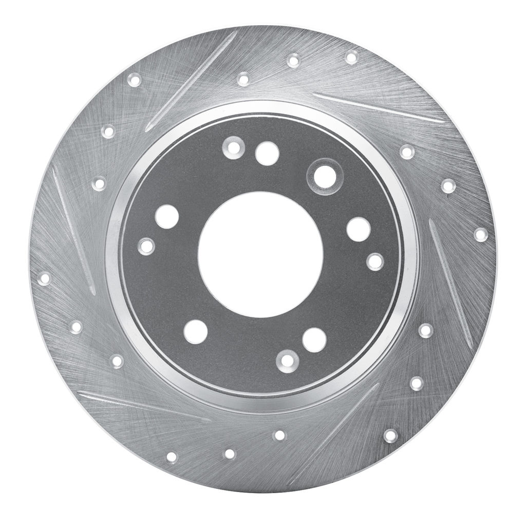 Dynamic Friction 631-59041L - Drilled and Slotted Silver Zinc Brake Rotor