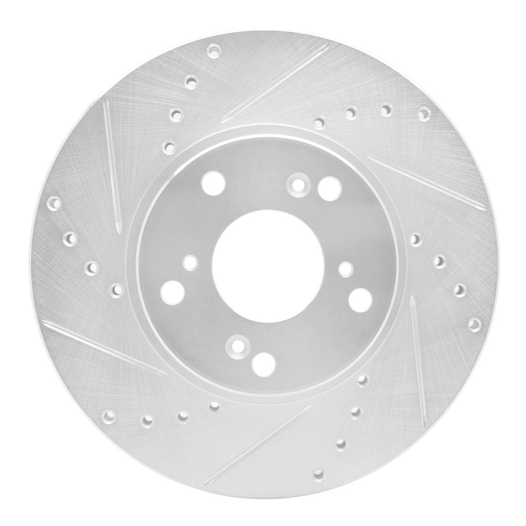 Dynamic Friction 631-59042L - Drilled and Slotted Silver Zinc Brake Rotor