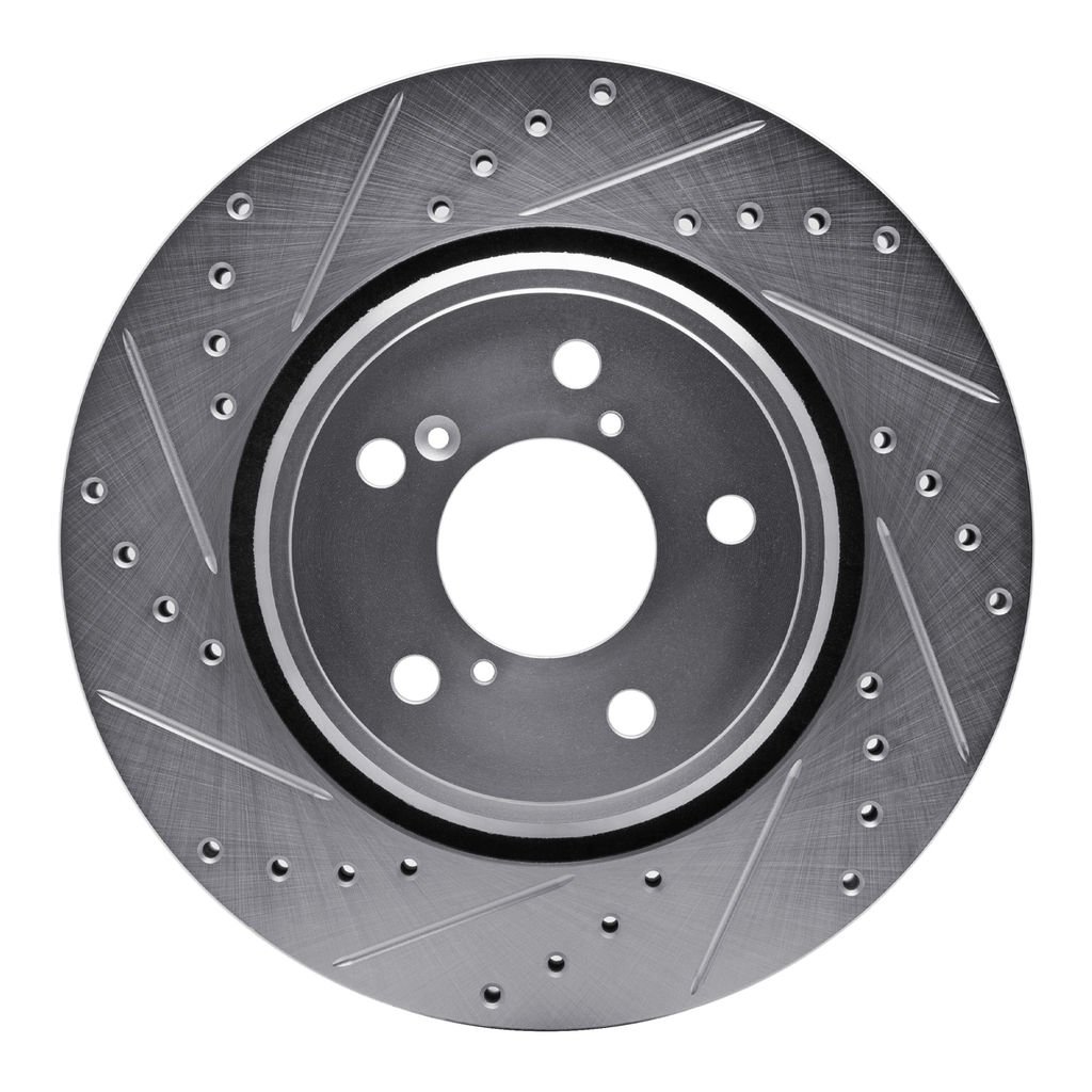 Dynamic Friction 631-59058L - Drilled and Slotted Silver Zinc Brake Rotor