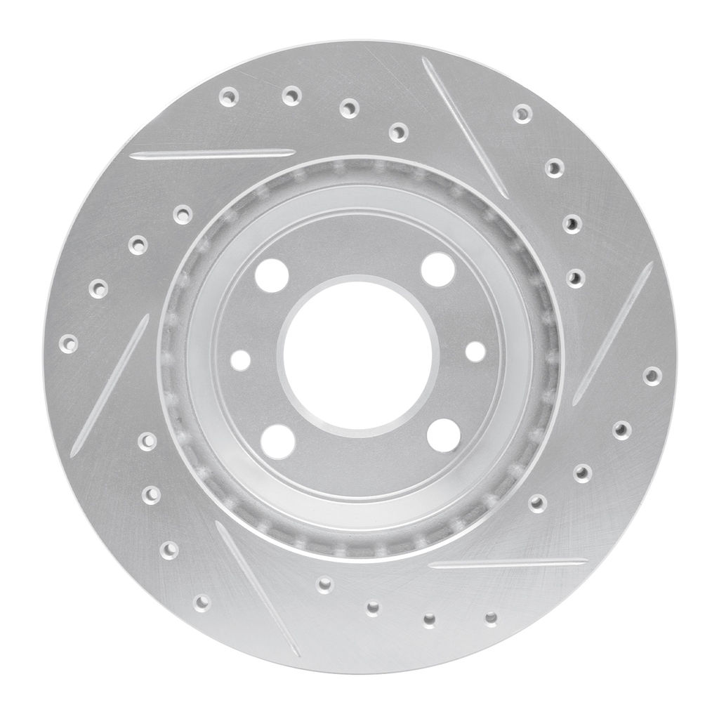 Dynamic Friction 631-65005L - Drilled and Slotted Silver Zinc Brake Rotor