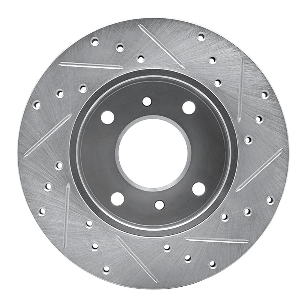Dynamic Friction 631-67028L - Drilled and Slotted Silver Zinc Brake Rotor