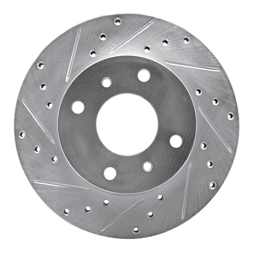 Dynamic Friction 631-67028L - Drilled and Slotted Silver Zinc Brake Rotor