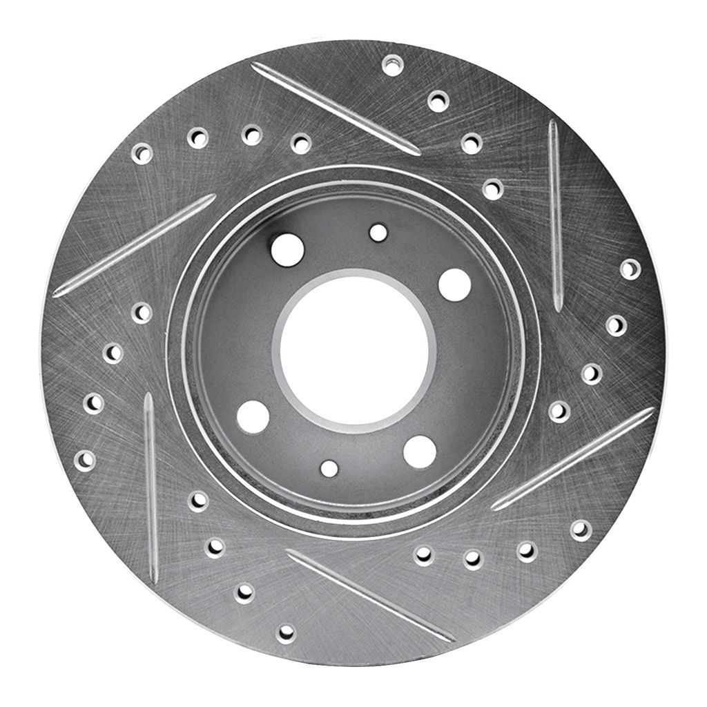 Dynamic Friction 631-67037L - Drilled and Slotted Silver Zinc Brake Rotor