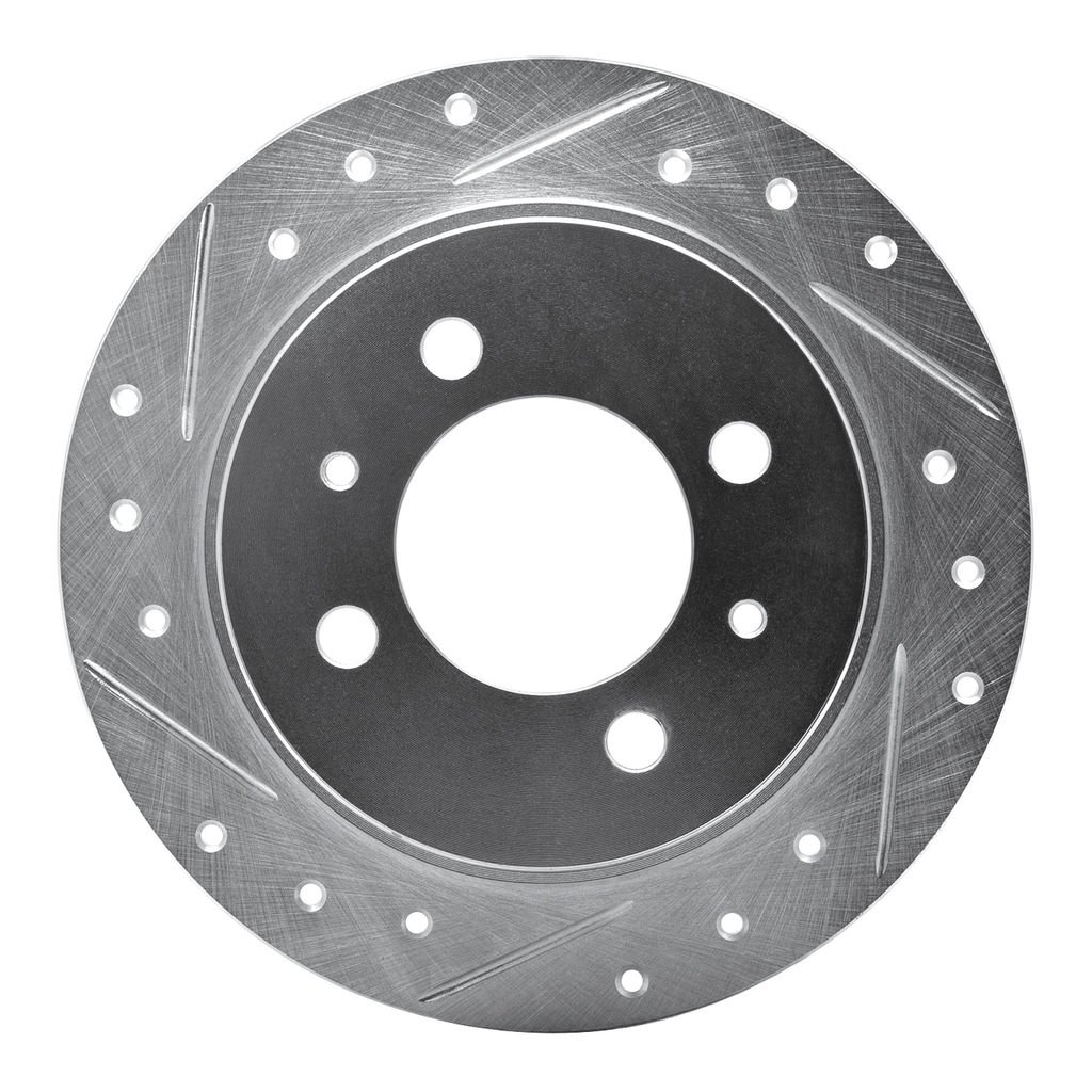 Dynamic Friction 631-67039L - Drilled and Slotted Silver Zinc Brake Rotor