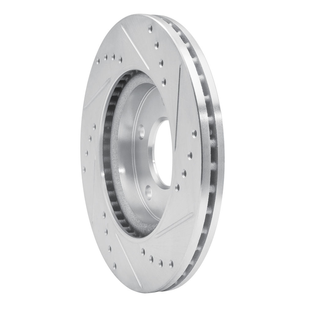 Dynamic Friction 631-67064L - Drilled and Slotted Silver Zinc Brake Rotor