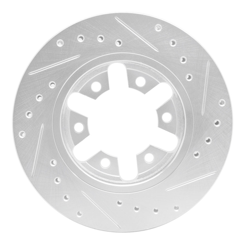 Dynamic Friction 631-67077L - Drilled and Slotted Silver Zinc Brake Rotor
