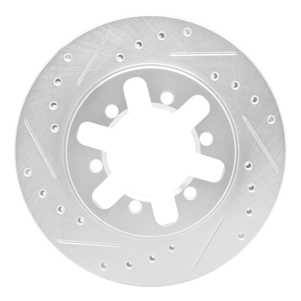 Dynamic Friction 631-67077L - Drilled and Slotted Silver Zinc Brake Rotor