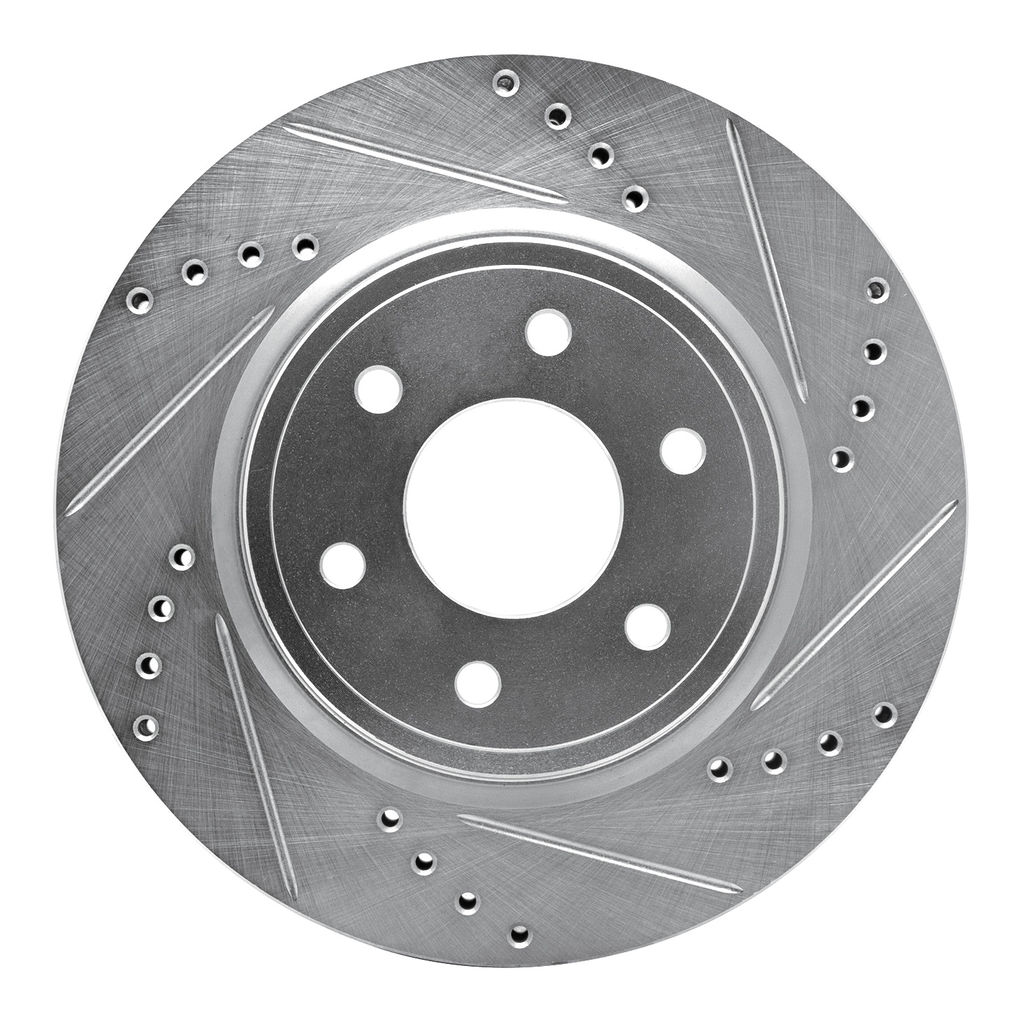 Dynamic Friction 631-67092R - Drilled and Slotted Silver Zinc Brake Rotor