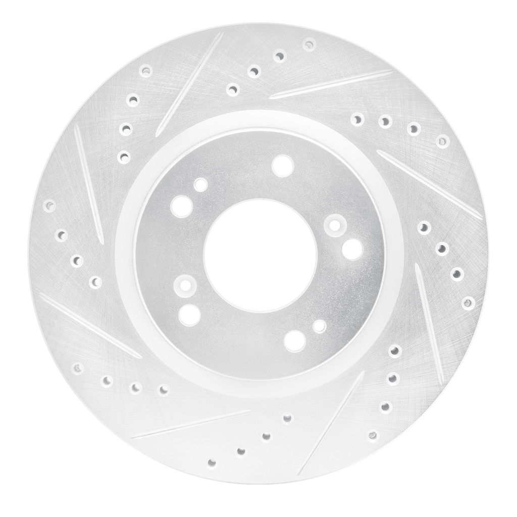 Dynamic Friction 631-72037L - Drilled and Slotted Silver Zinc Brake Rotor