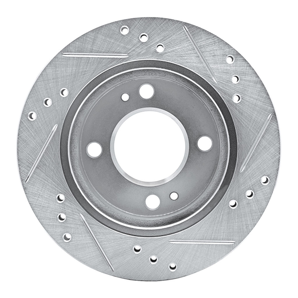 Dynamic Friction 631-72045L - Drilled and Slotted Silver Zinc Brake Rotor