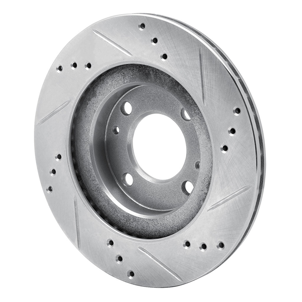 Dynamic Friction 631-72046L - Drilled and Slotted Silver Zinc Brake Rotor