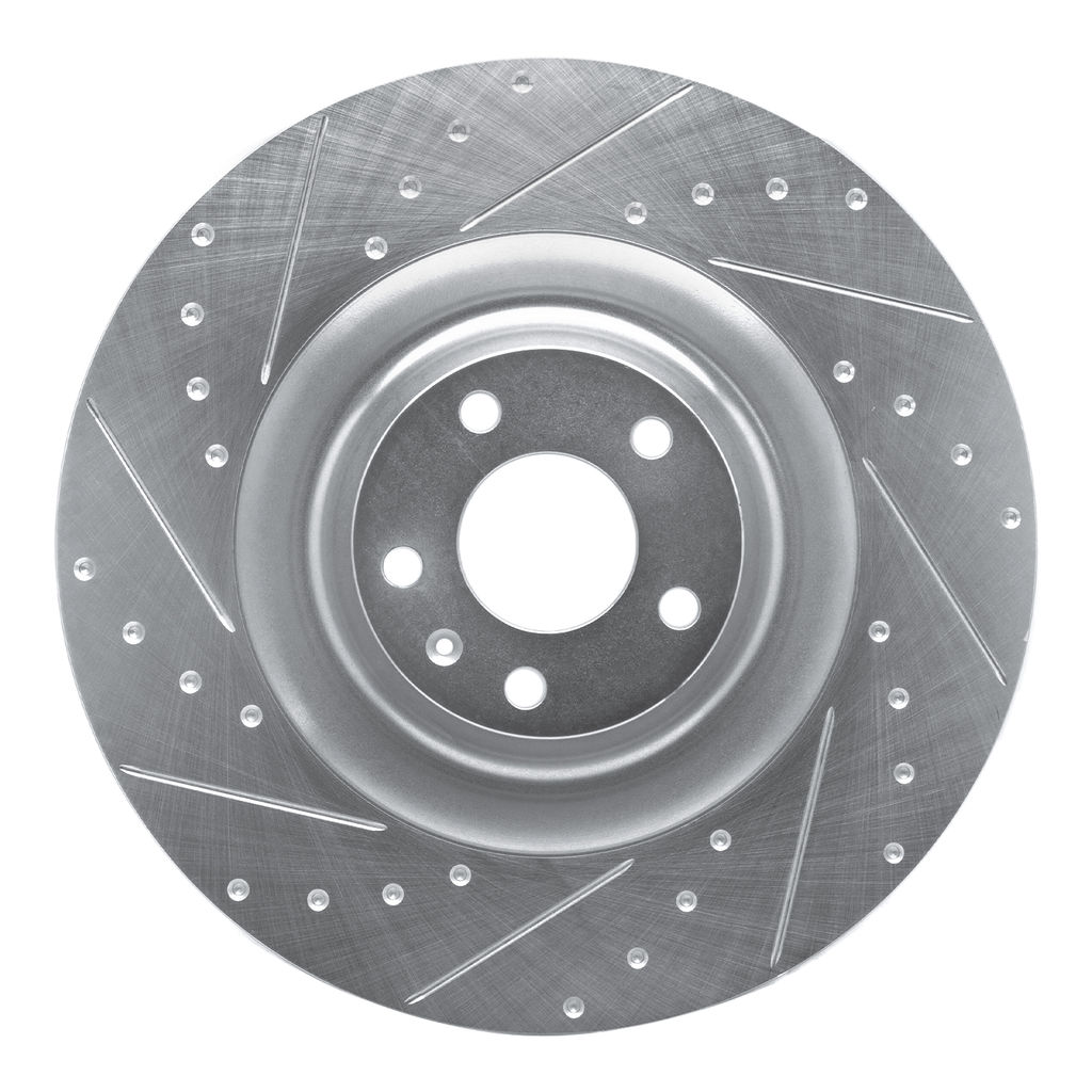 Dynamic Friction 631-73052L - Drilled and Slotted Silver Zinc Brake Rotor