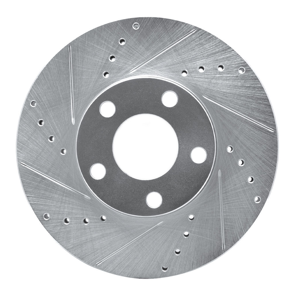 Dynamic Friction 631-74017L - Drilled and Slotted Silver Zinc Brake Rotor