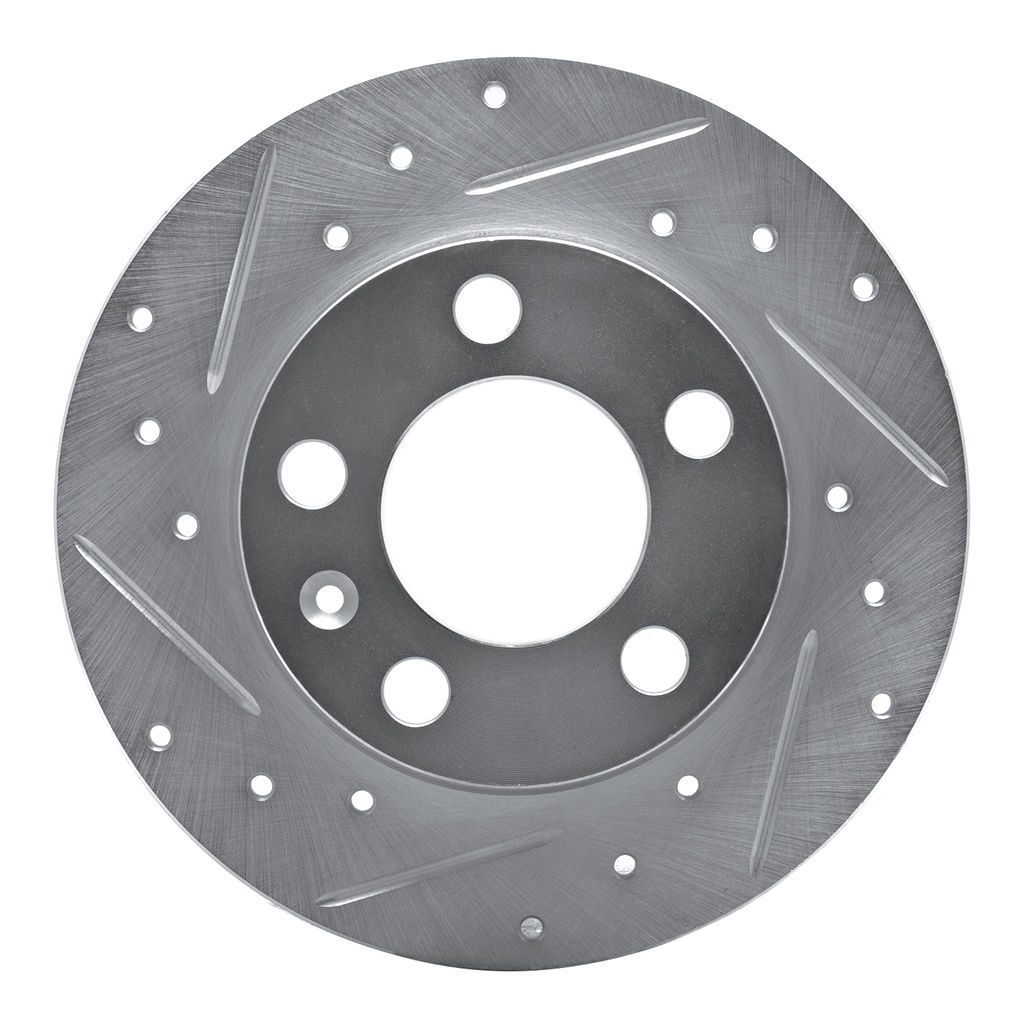 Dynamic Friction 631-74019L - Drilled and Slotted Silver Zinc Brake Rotor