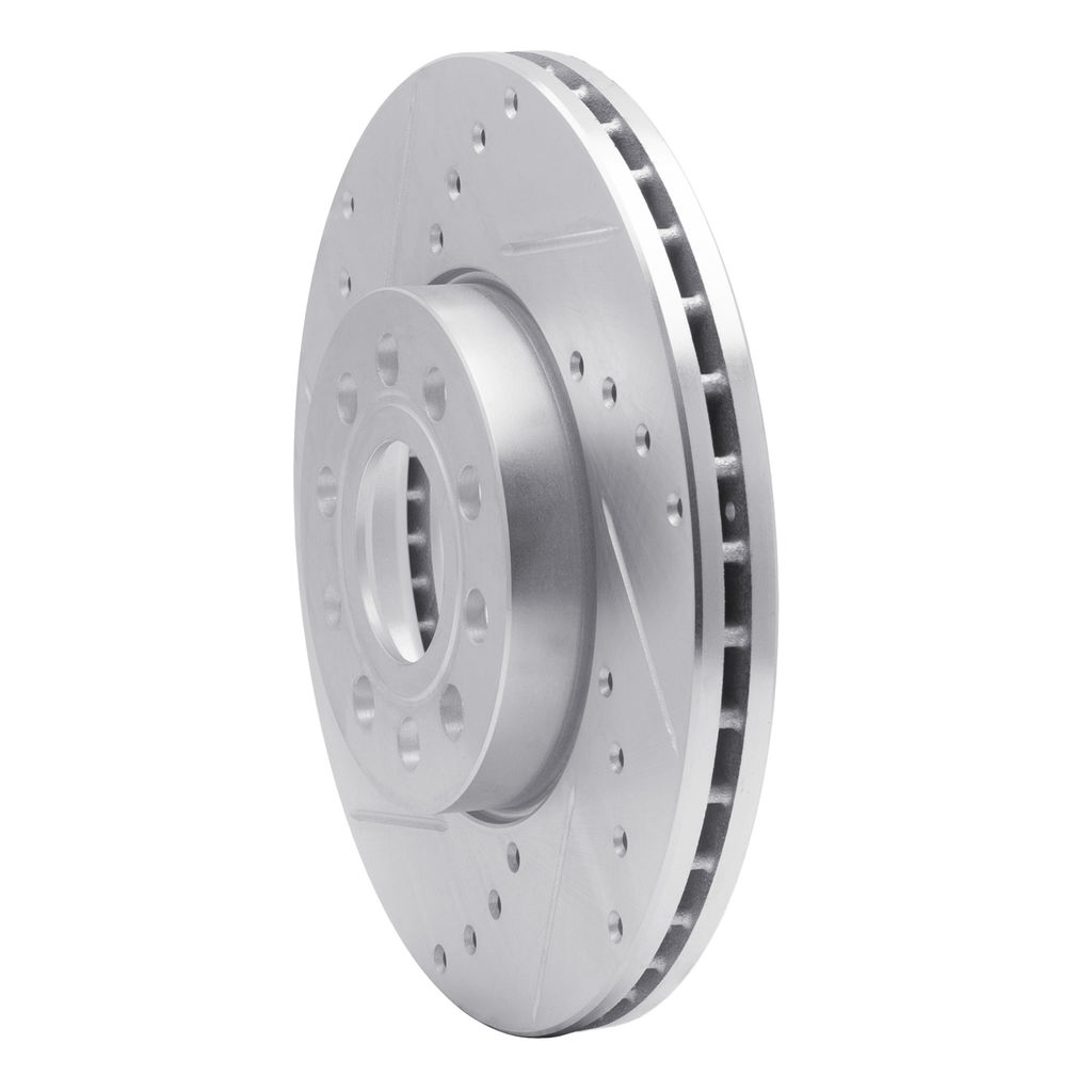 Dynamic Friction 631-74028L - Drilled and Slotted Silver Zinc Brake Rotor
