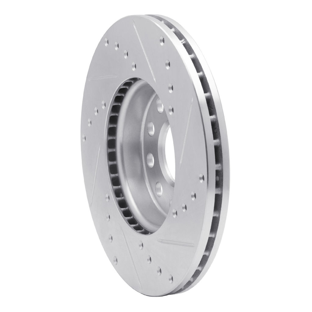 Dynamic Friction 631-74028L - Drilled and Slotted Silver Zinc Brake Rotor