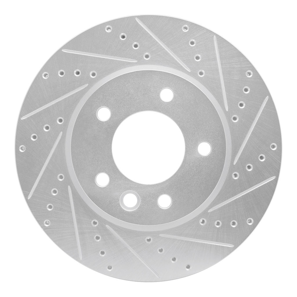 Drilled and Slotted Silver Zinc Brake Rotor