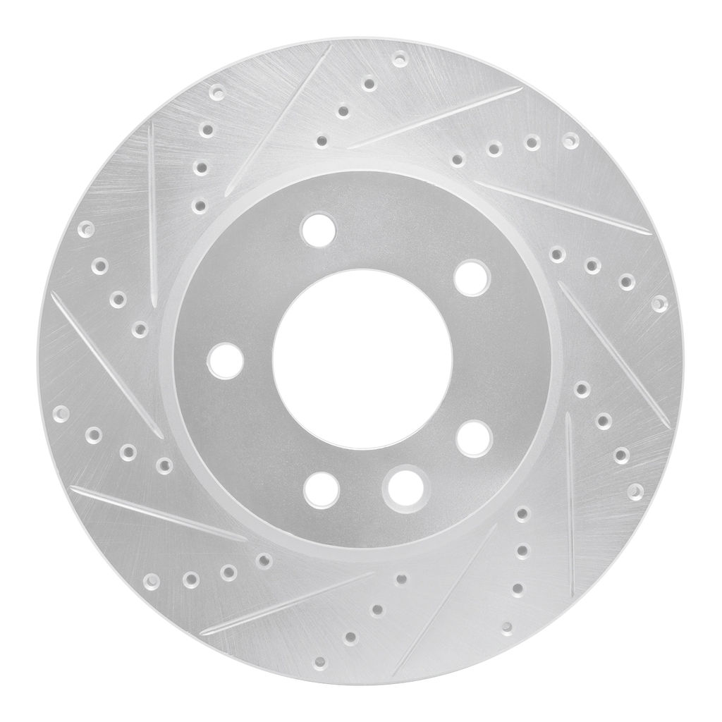 Drilled and Slotted Silver Zinc Brake Rotor