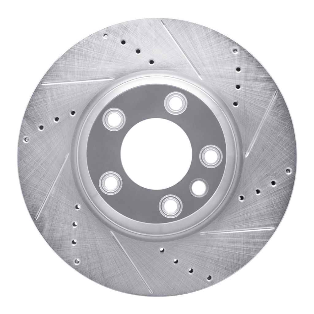 Drilled and Slotted Silver Zinc Brake Rotor