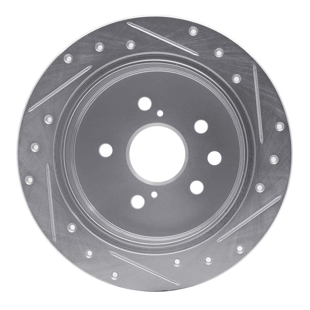Dynamic Friction 631-75016L - Drilled and Slotted Silver Zinc Brake Rotor