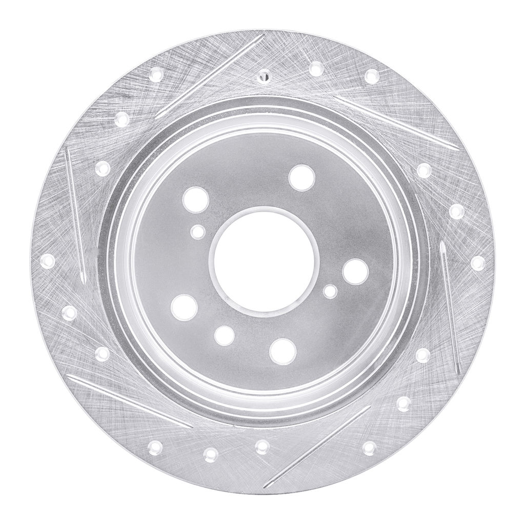 Dynamic Friction 631-76054R - Drilled and Slotted Silver Zinc Brake Rotor