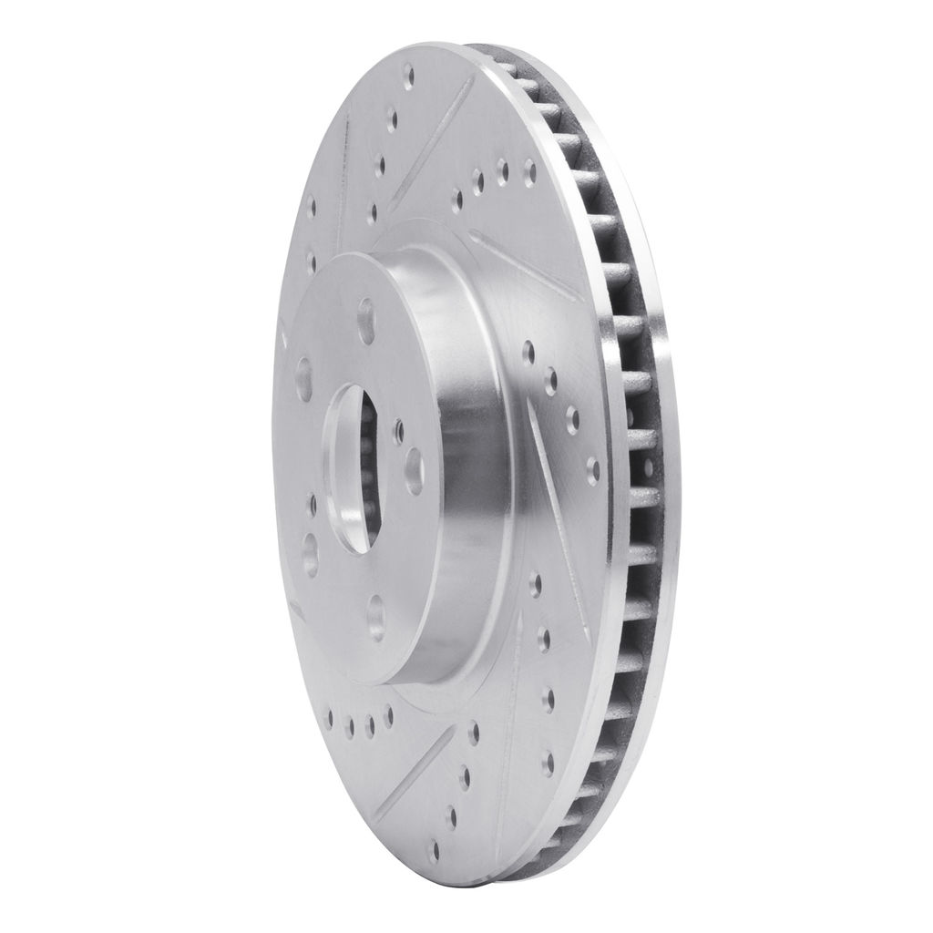 Dynamic Friction 631-76068L - Drilled and Slotted Silver Zinc Brake Rotor
