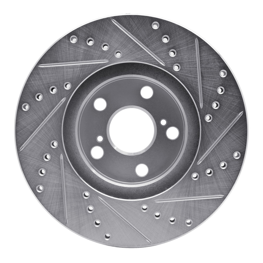 Dynamic Friction 631-76068L - Drilled and Slotted Silver Zinc Brake Rotor