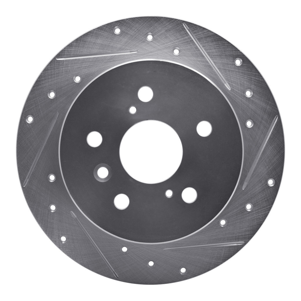 Dynamic Friction 631-76091R - Drilled and Slotted Silver Zinc Brake Rotor