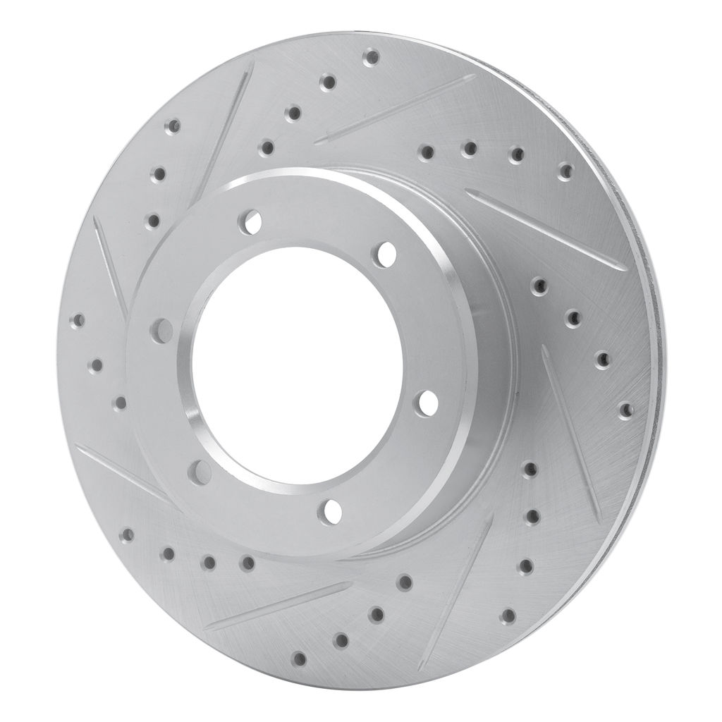 Dynamic Friction 631-76102L - Drilled and Slotted Silver Zinc Brake Rotor
