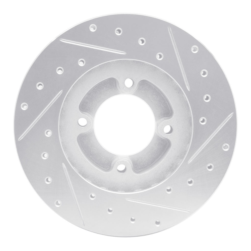 Dynamic Friction 631-76103L - Drilled and Slotted Silver Zinc Brake Rotor