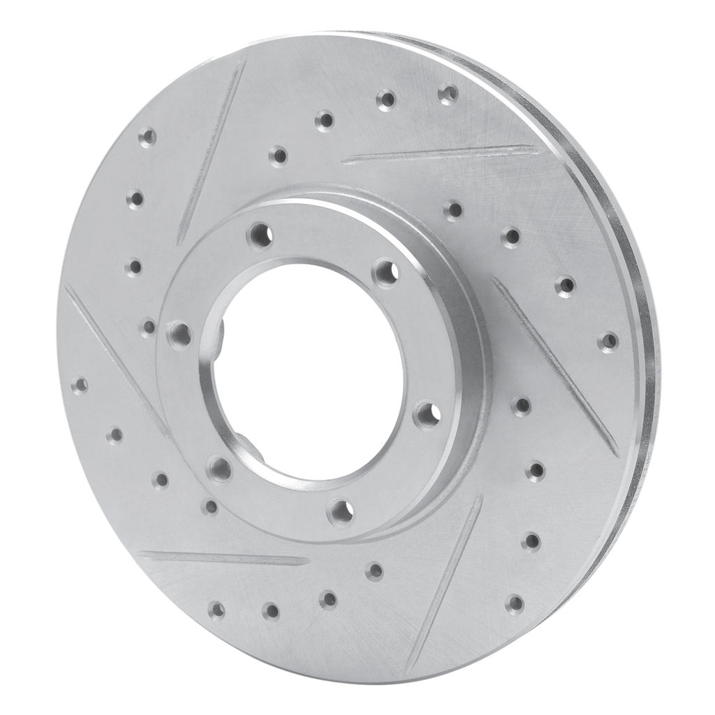 Dynamic Friction 631-76105L - Drilled and Slotted Silver Zinc Brake Rotor