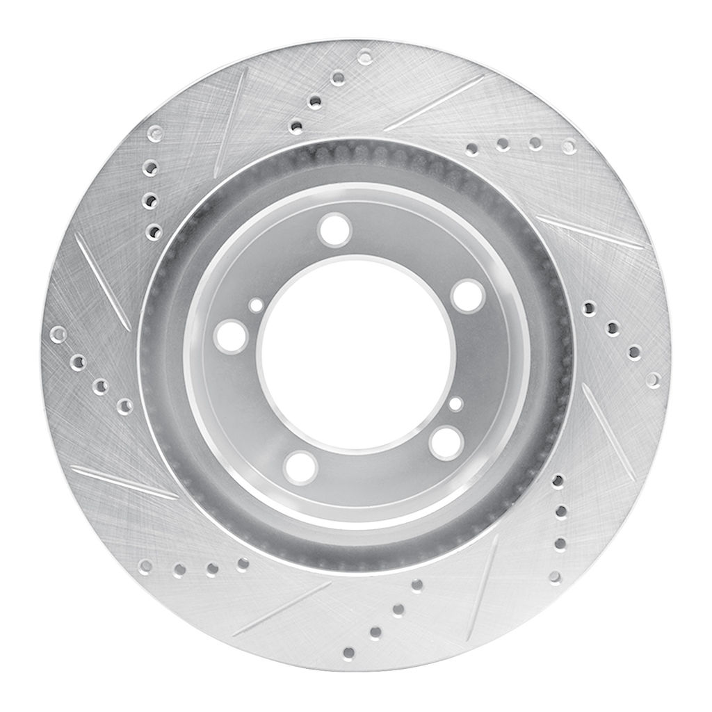 Dynamic Friction 631-76140R - Drilled and Slotted Silver Zinc Brake Rotor