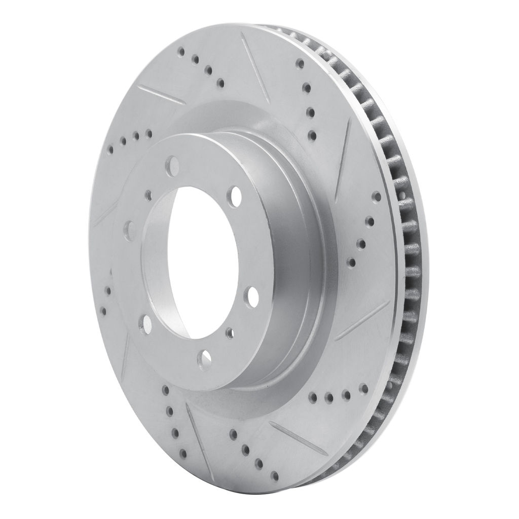 Dynamic Friction 631-76142R - Drilled and Slotted Silver Zinc Brake Rotor