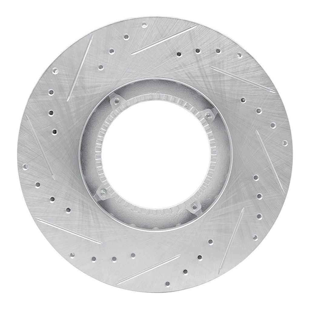 Dynamic Friction 631-76148R - Drilled and Slotted Silver Zinc Brake Rotor
