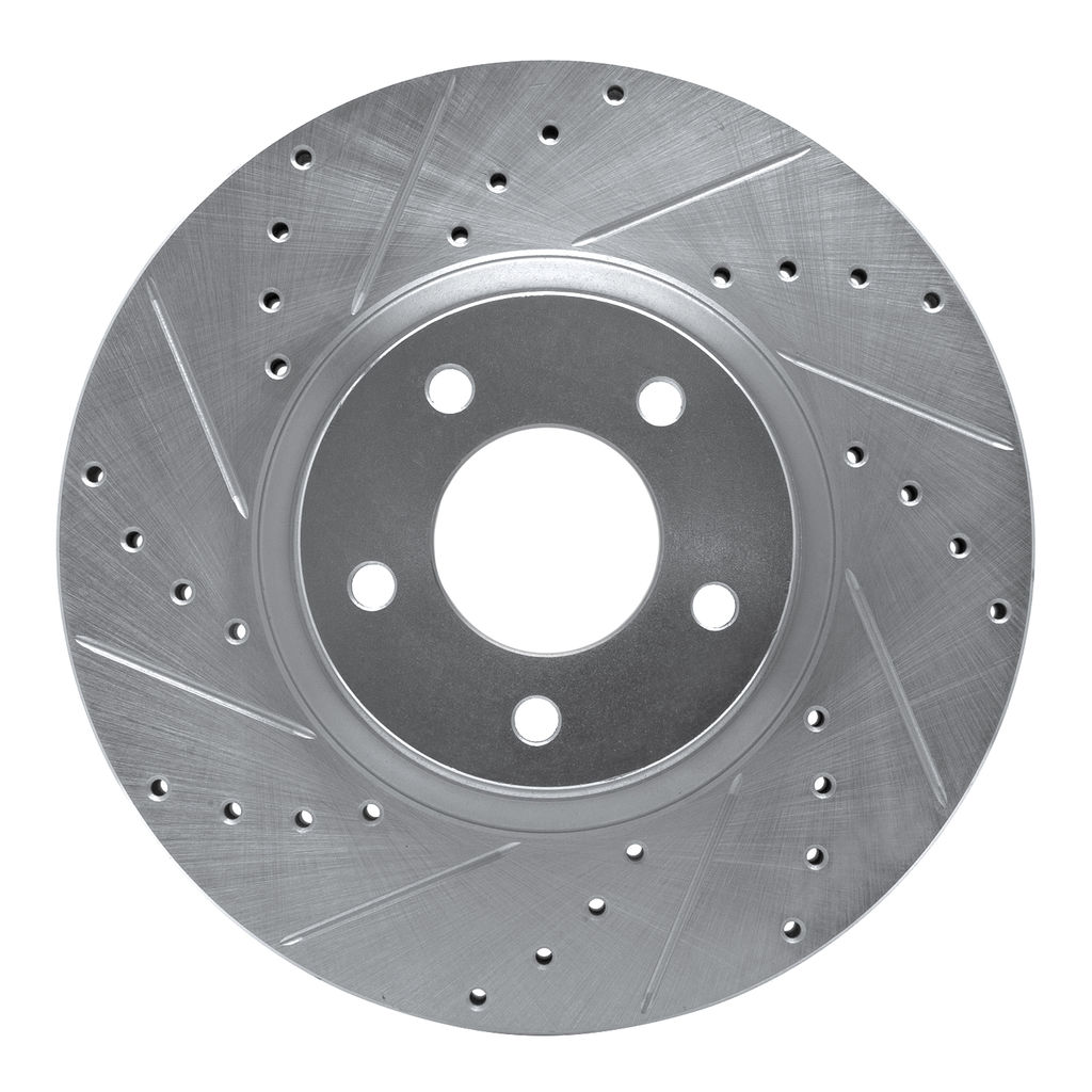 Dynamic Friction 631-80018L - Drilled and Slotted Silver Zinc Brake Rotor