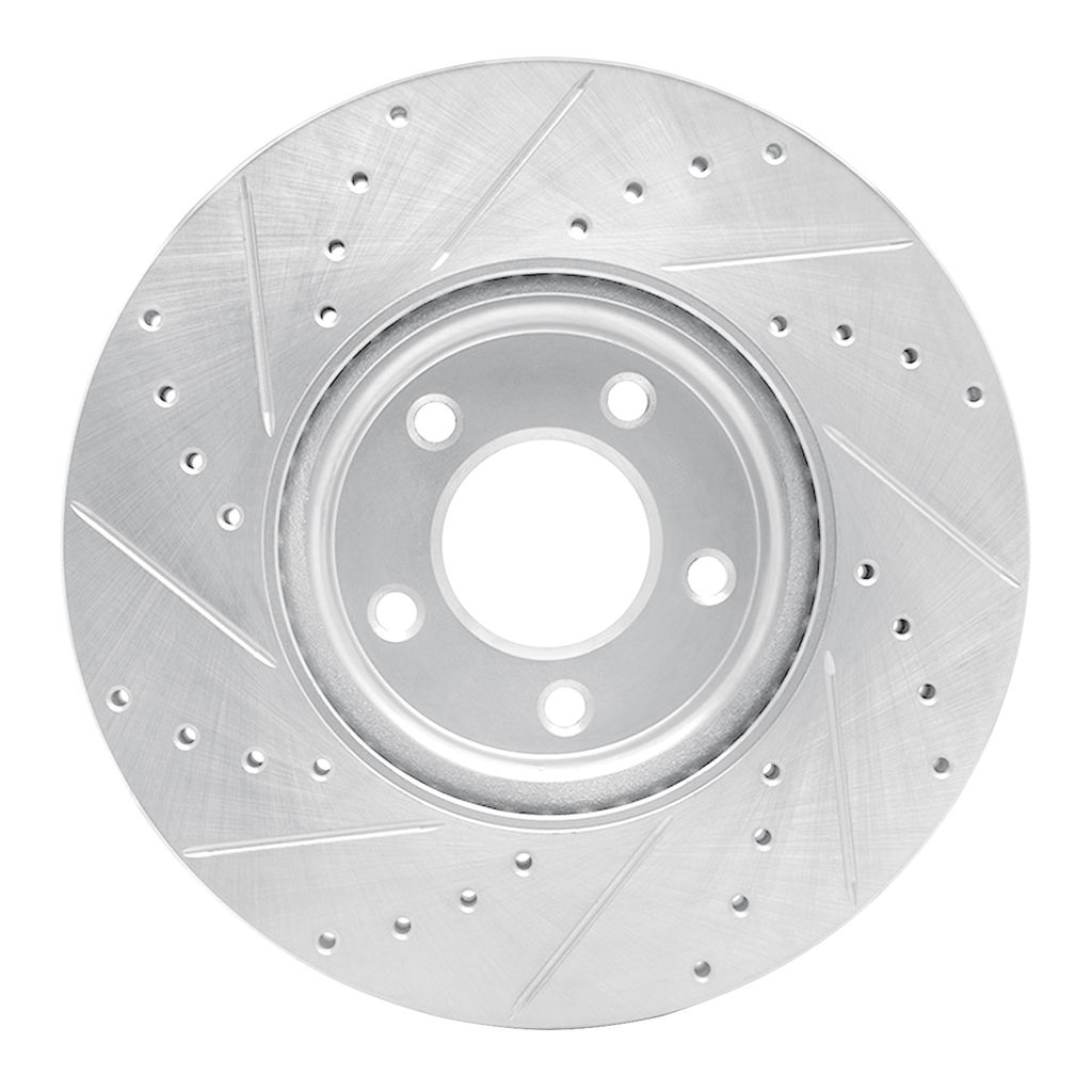 Dynamic Friction 631-80018R - Drilled and Slotted Silver Zinc Brake Rotor
