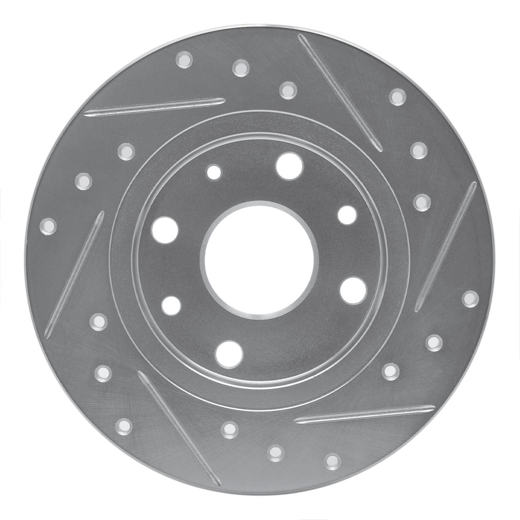 Dynamic Friction 631-80023L - Drilled and Slotted Silver Zinc Brake Rotor