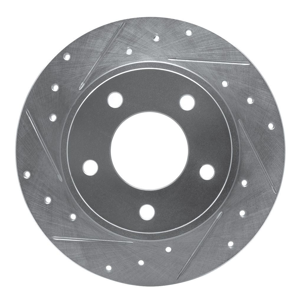 Dynamic Friction 631-80029L - Drilled and Slotted Silver Zinc Brake Rotor