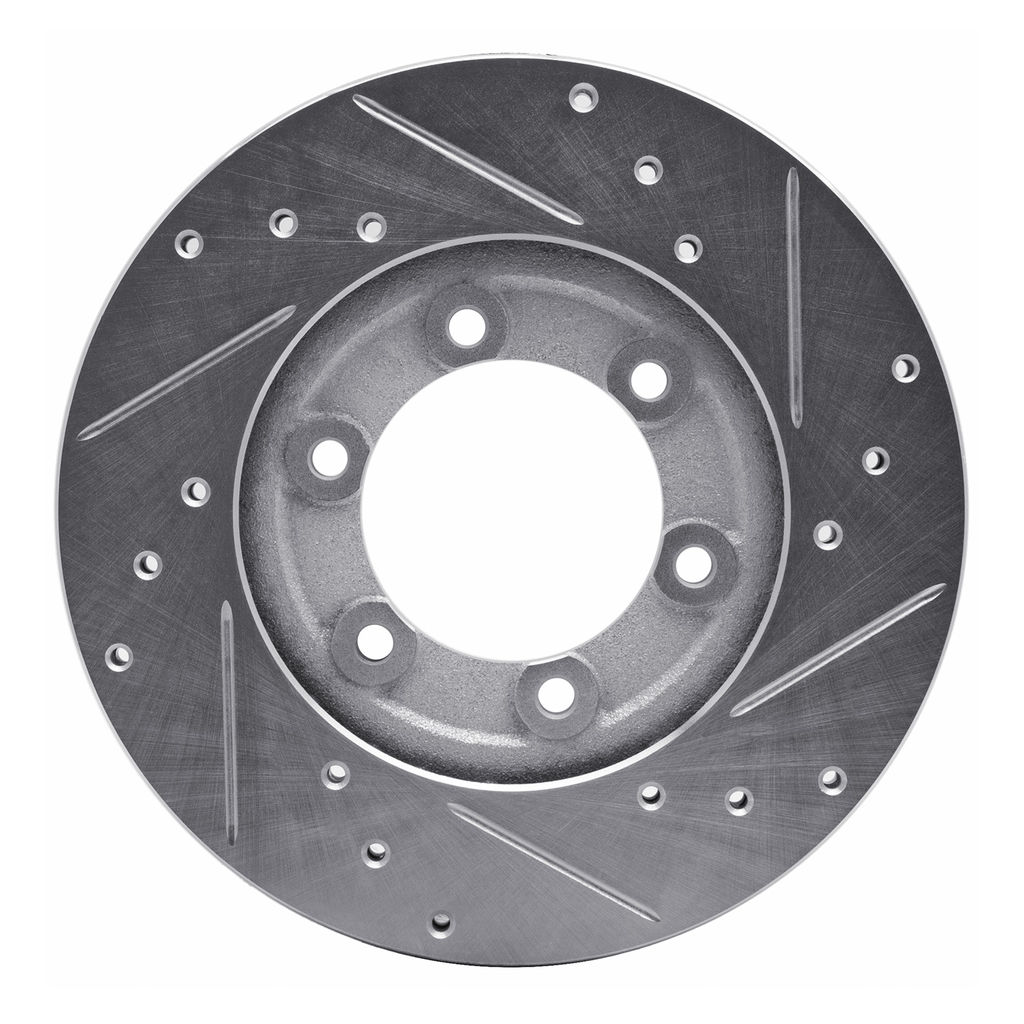 Dynamic Friction 631-80056L - Drilled and Slotted Silver Zinc Brake Rotor