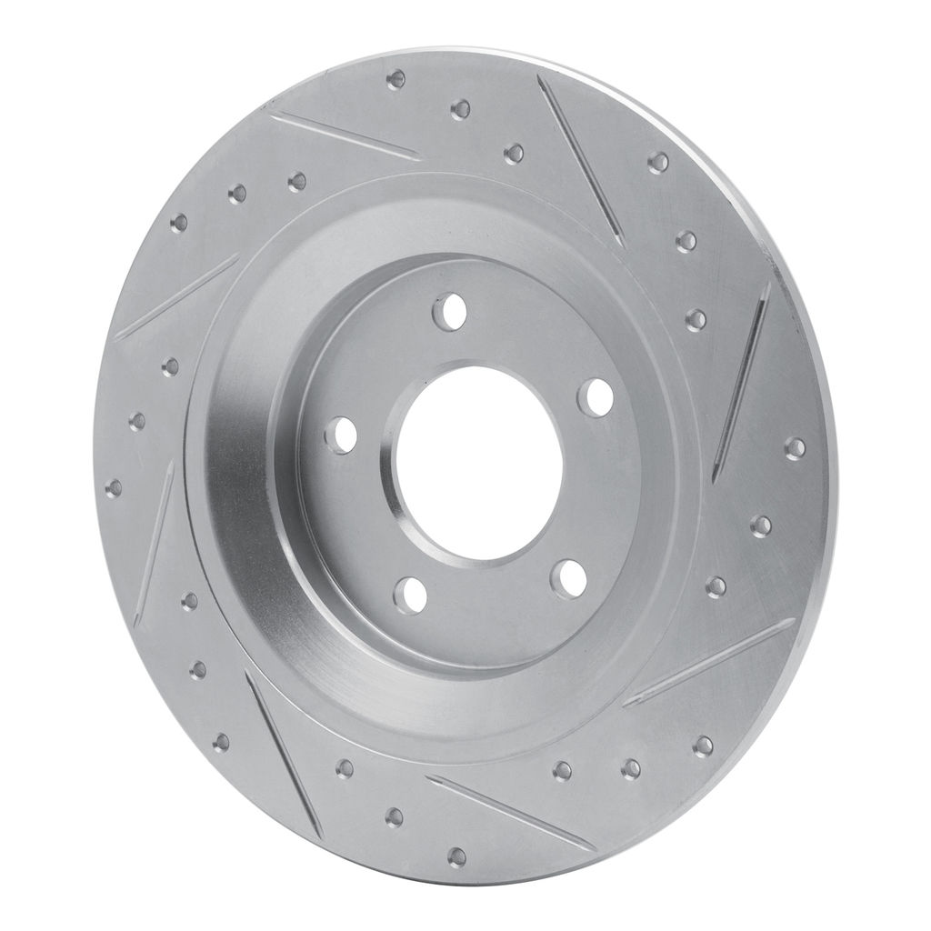 Dynamic Friction 631-80064L - Drilled and Slotted Silver Zinc Brake Rotor