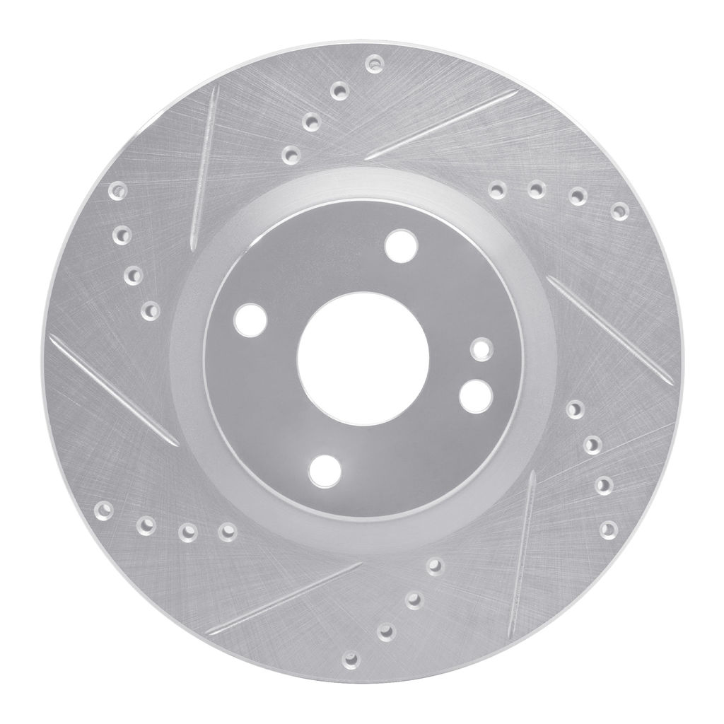 Dynamic Friction 631-80074L - Drilled and Slotted Silver Zinc Brake Rotor