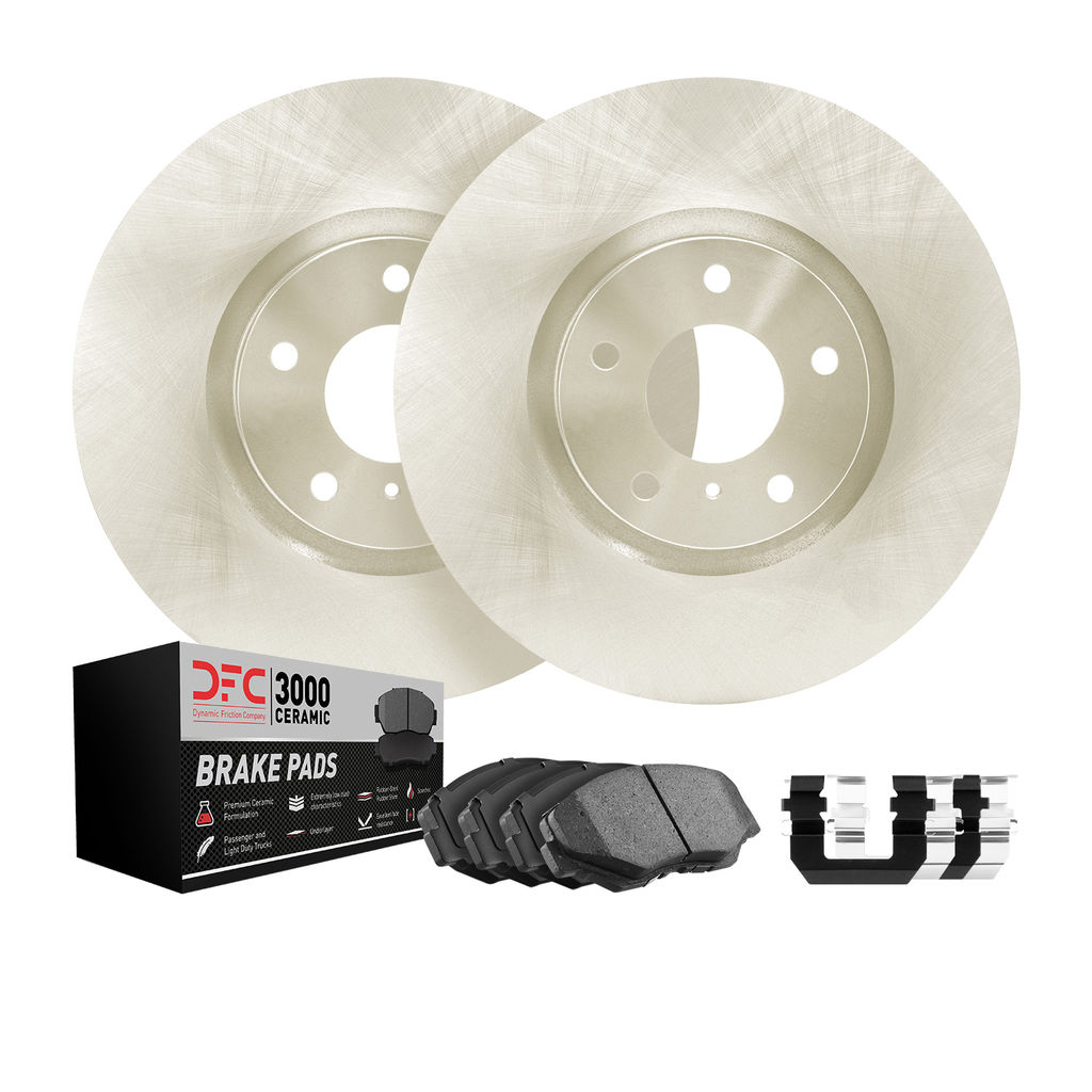 Dynamic Friction 6312-39044 - Brake Kit - Quickstop Rotors and 3000 Ceramic Brake Pads with Hardware