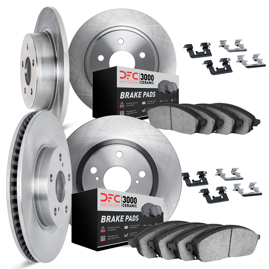 Dynamic Friction 6314-42024 - Brake Kit - Quickstop Rotors and 3000 Ceramic Brake Pads With Hardware