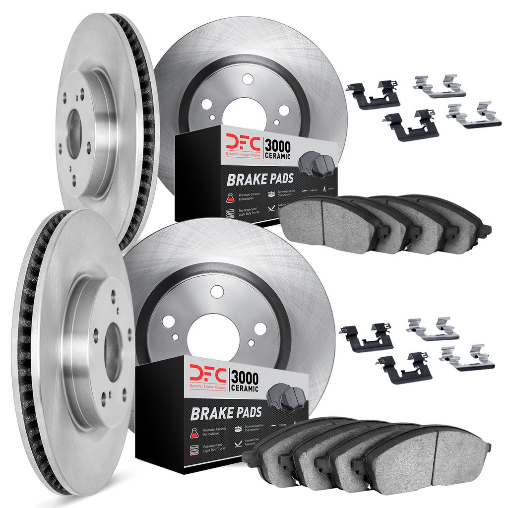 Dynamic Friction 6314-47010 - Brake Kit - Quickstop Rotors and 3000 Ceramic Brake Pads With Hardware