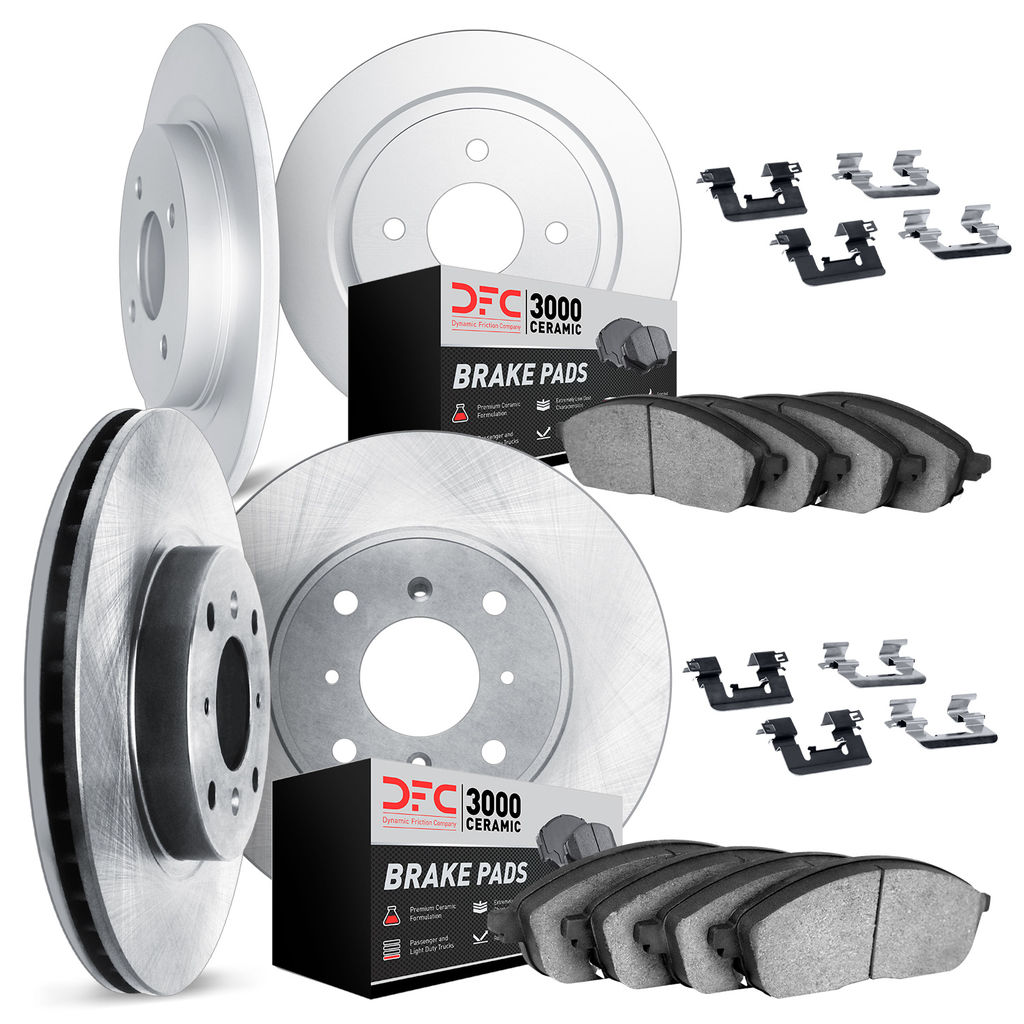 Dynamic Friction 6314-67021 - Brake Kit - Quickstop Rotors and 3000 Ceramic Brake Pads With Hardware