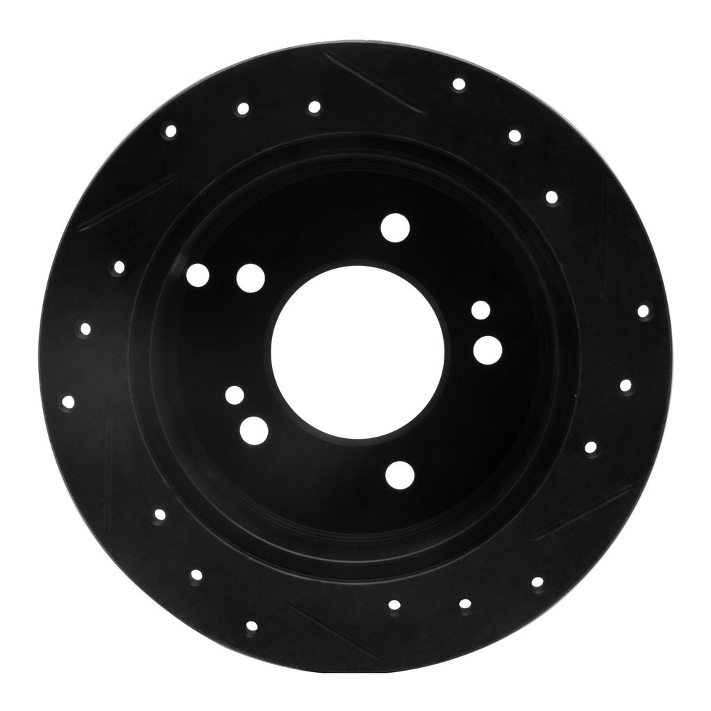 Dynamic Friction 633-03014L - Drilled and Slotted Black Zinc Brake Rotor