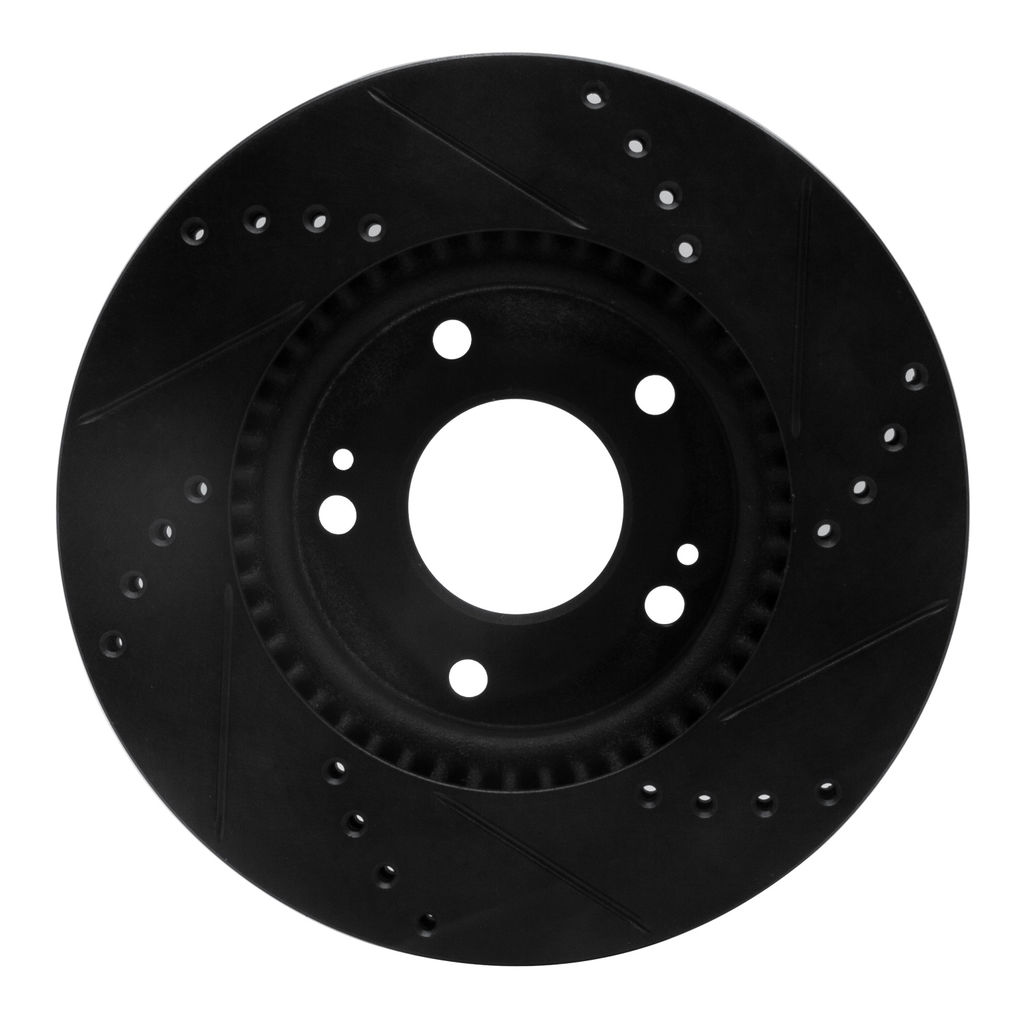 Dynamic Friction 633-03016L - Drilled and Slotted Black Zinc Brake Rotor
