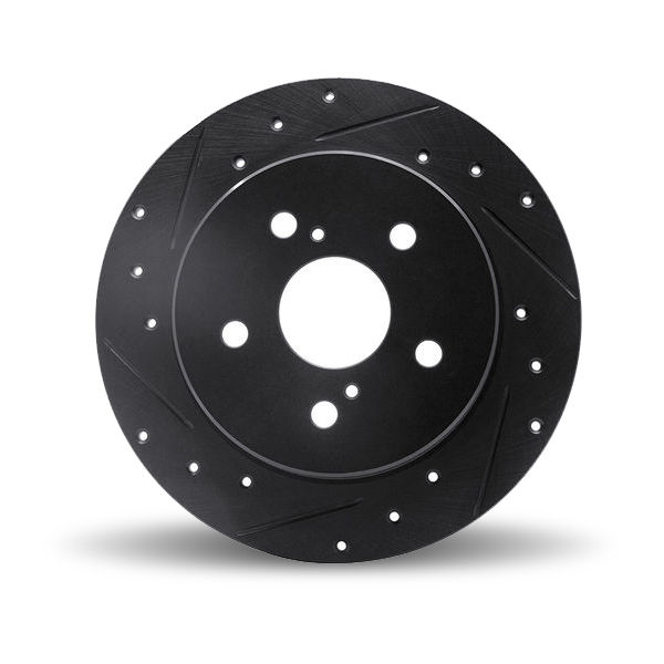 Dynamic Friction 633-11000L - Drilled and Slotted Black Zinc Brake Rotor