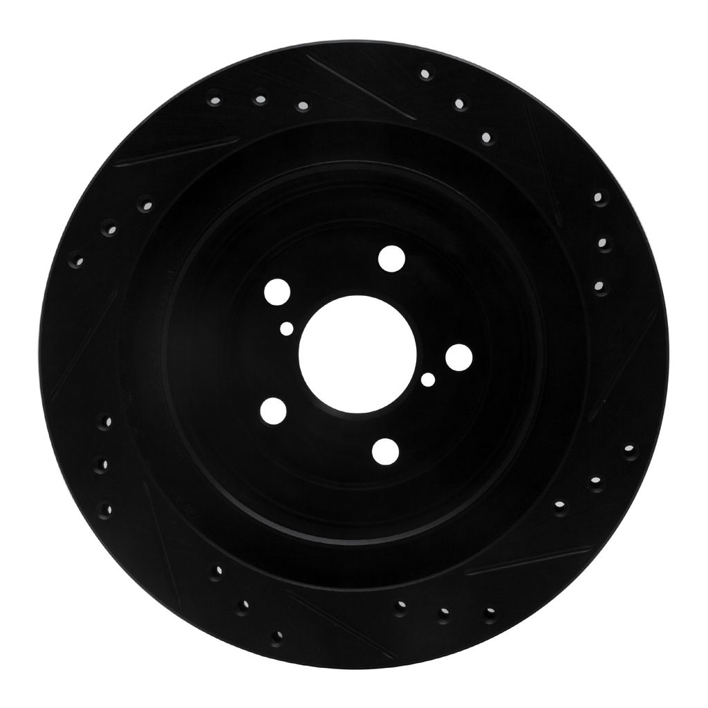 Dynamic Friction 633-13019L - Drilled and Slotted Black Zinc Brake Rotor
