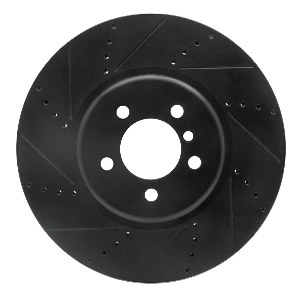 Dynamic Friction 633-31112L - Drilled and Slotted Black Zinc Brake Rotor